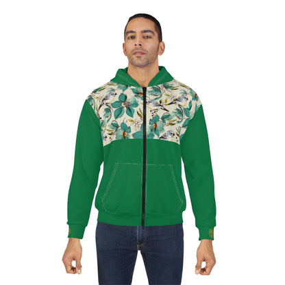 Unisex Zip Hoodie Bird Garden” – Vert botanique