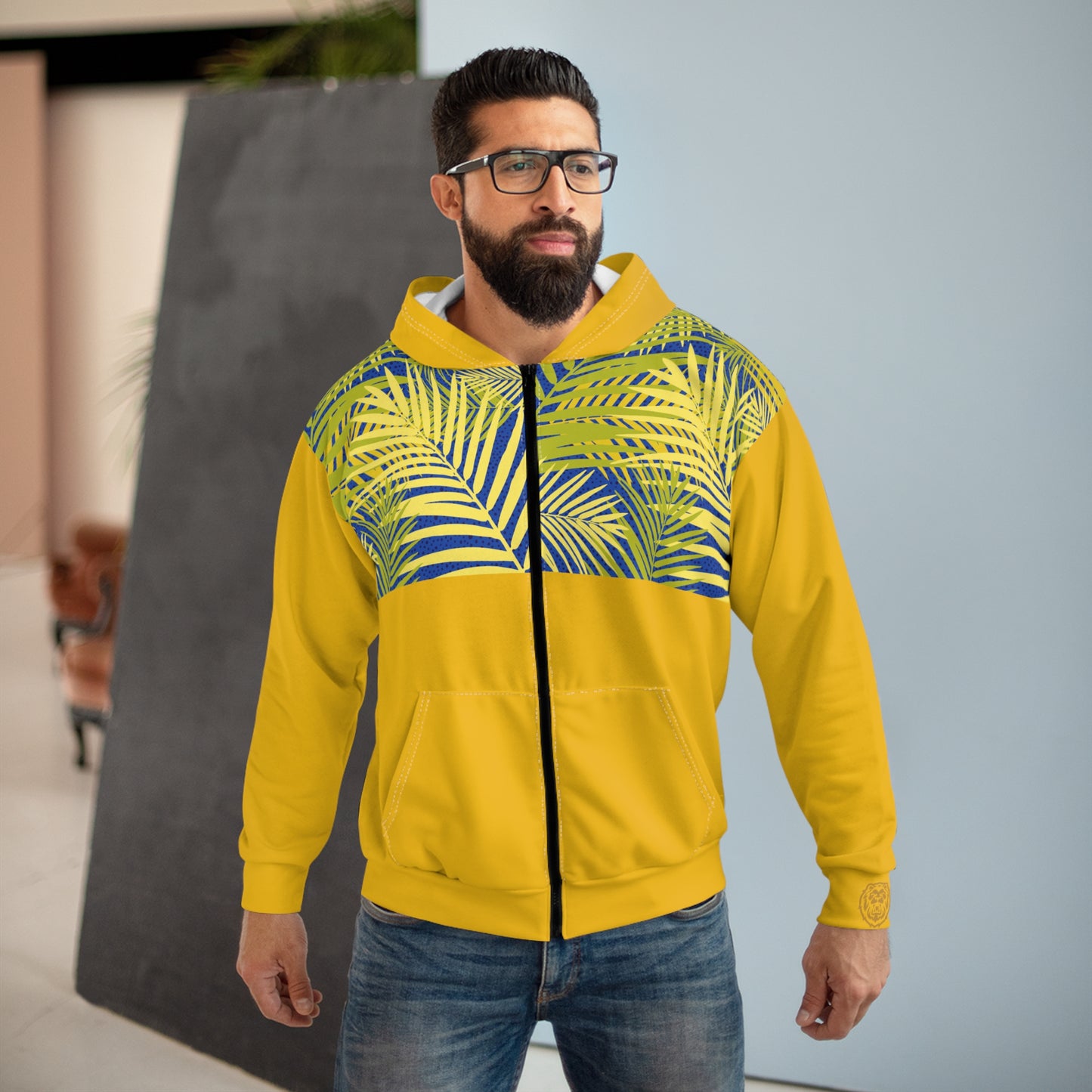 Unisex Zip Hoodie Tropical Vibes” – Jaune soleil