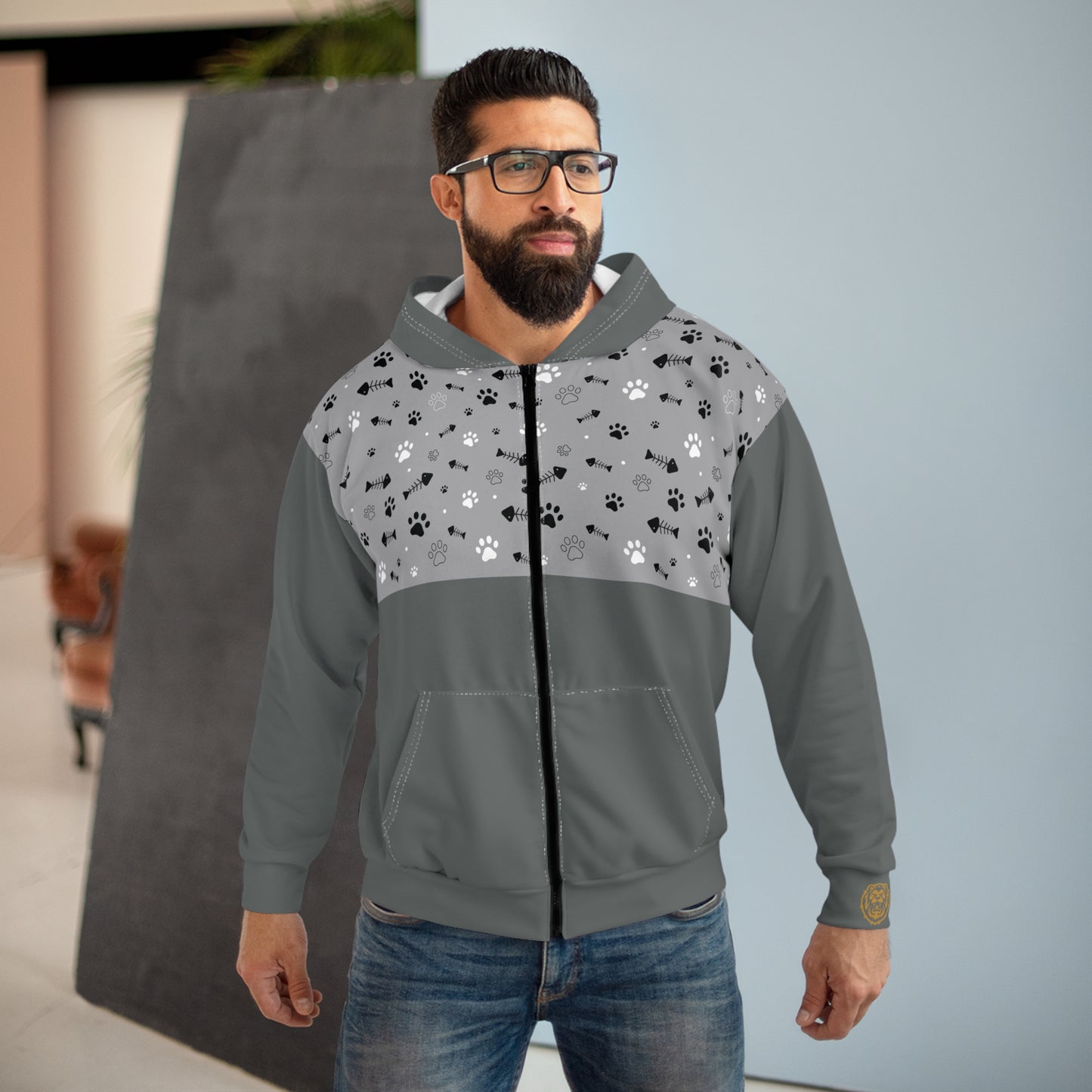Unisex Zip Hoodie - Paw Life” - Gris sauvage