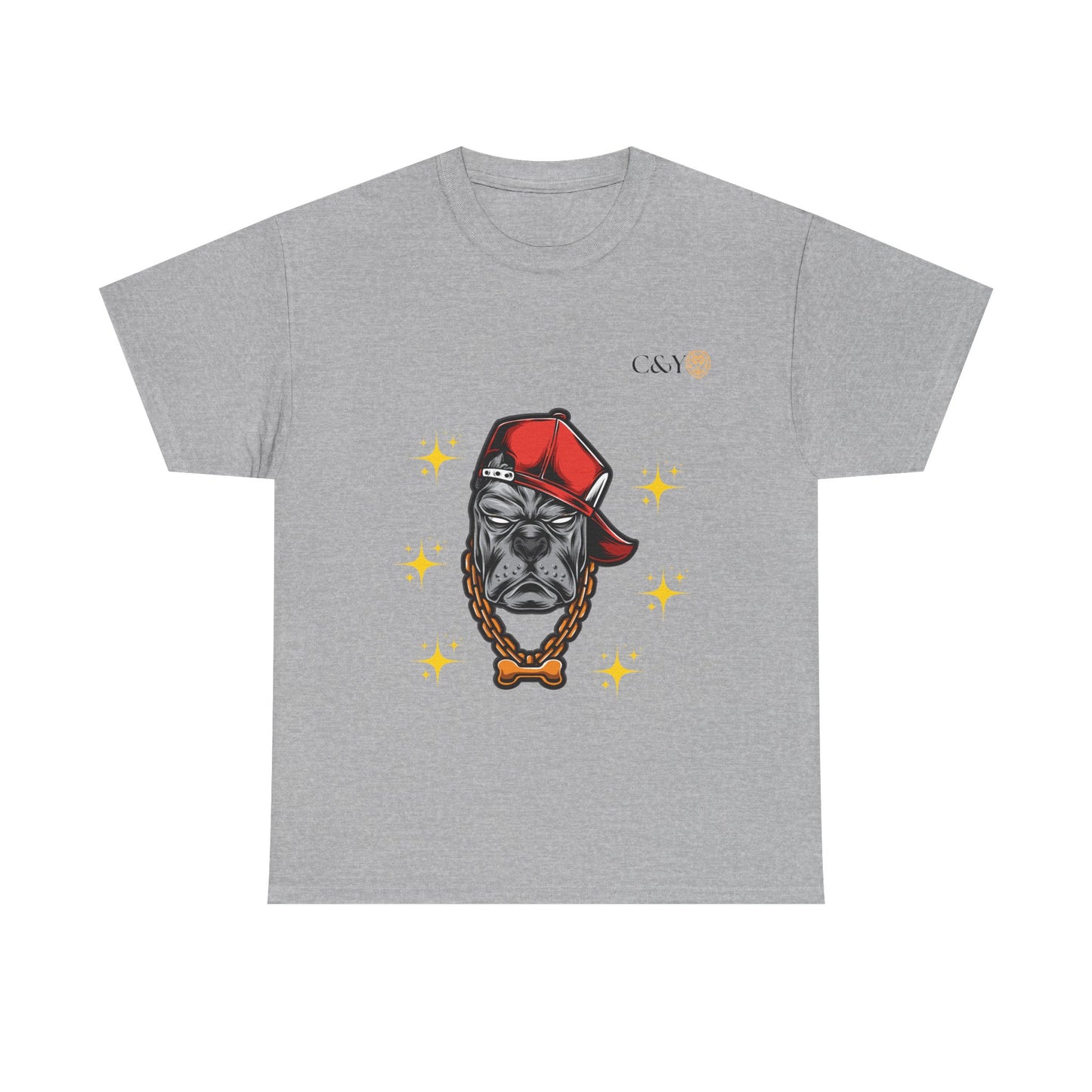 T-shirt graphique “Playful Dog” – Coton épais unisexe, cadeau idéal pour les amoureux des chiens, style casual & streetwear