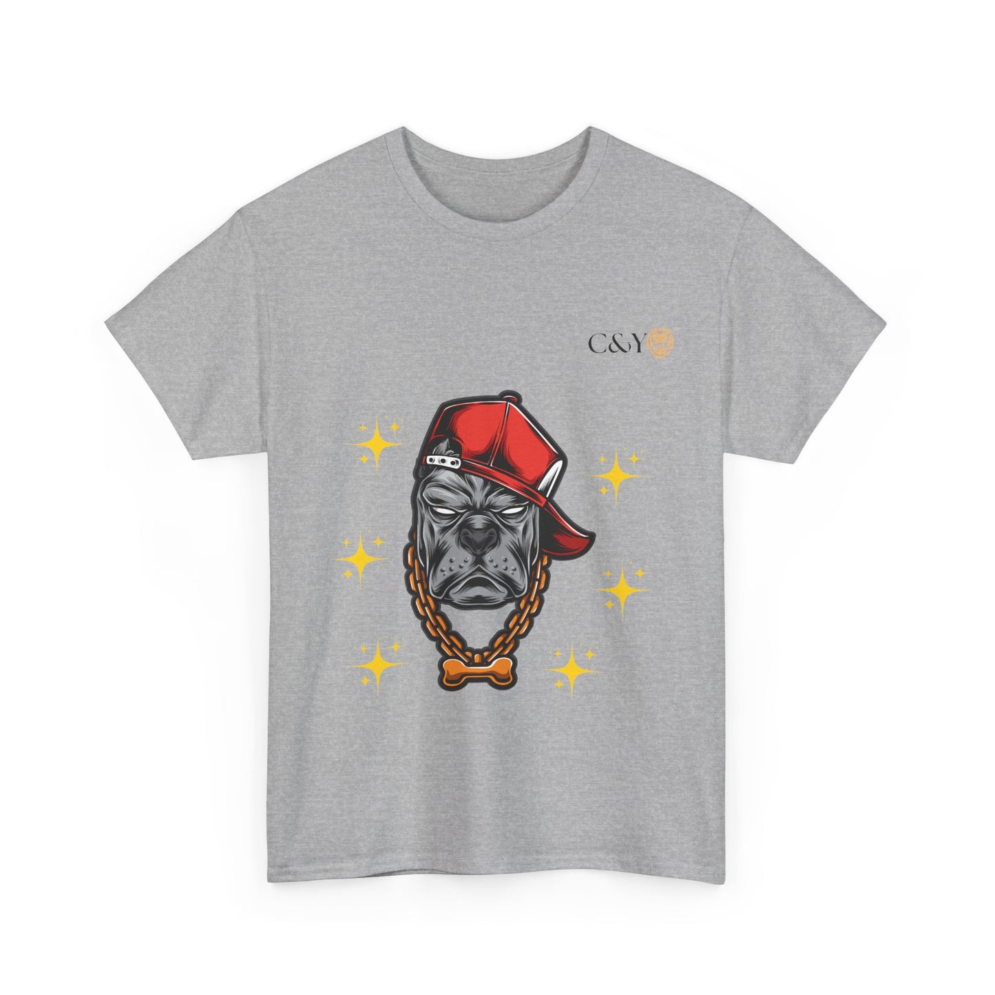T-shirt graphique “Playful Dog” – Coton épais unisexe, cadeau idéal pour les amoureux des chiens, style casual & streetwear