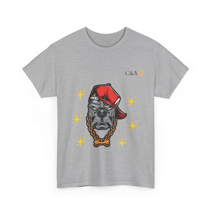 T-shirt graphique “Playful Dog” – Coton épais unisexe, cadeau idéal pour les amoureux des chiens, style casual & streetwear