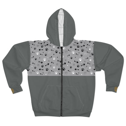 Unisex Zip Hoodie - Paw Life” - Gris sauvage