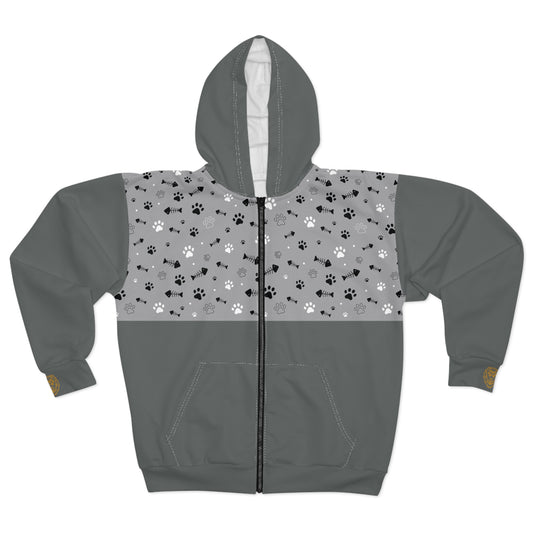 Unisex Zip Hoodie - Paw Life” - Gris sauvage