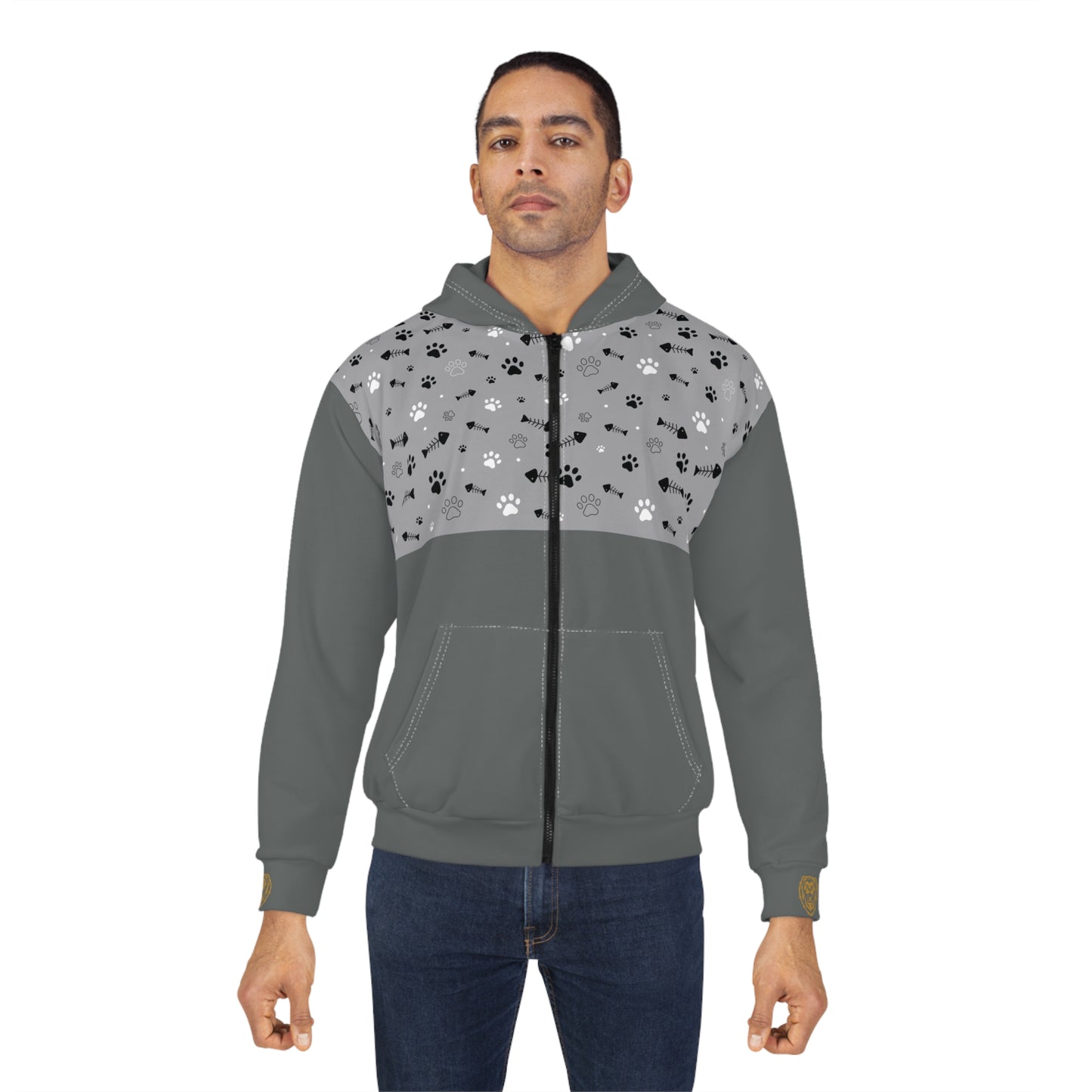 Unisex Zip Hoodie - Paw Life” - Gris sauvage