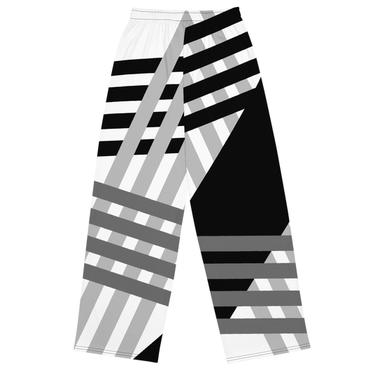 Pantalon large all over unisexe Monochrome Motion – Lignes en mouvement