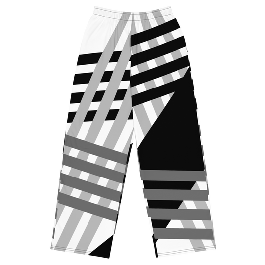 Pantalon large all over unisexe Monochrome Motion – Lignes en mouvement